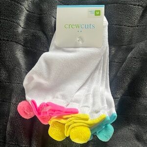 J.Crew Crewcuts White Socks with Bright Pom Poms
